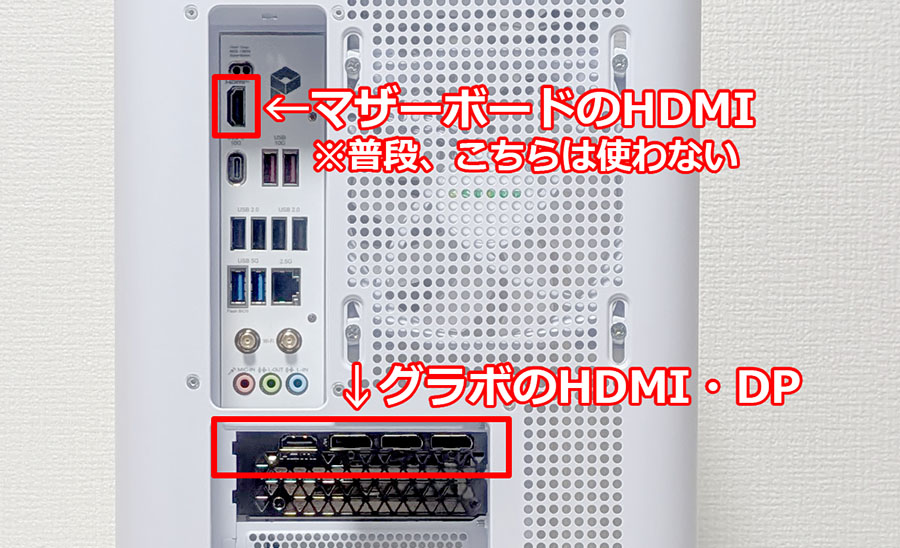 PC背面の接続端子