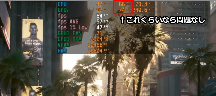 ゲーム中の温度